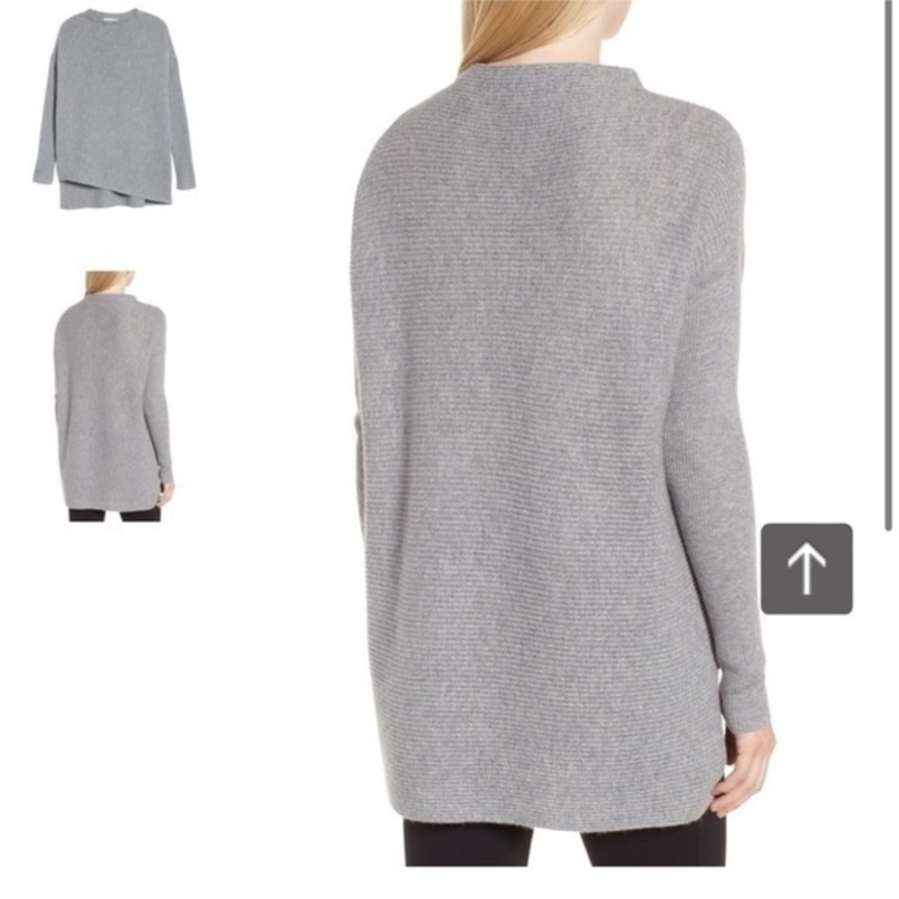 Nordstrom Signature Cashmere Asymmetrical Sweater Gray Size Medium